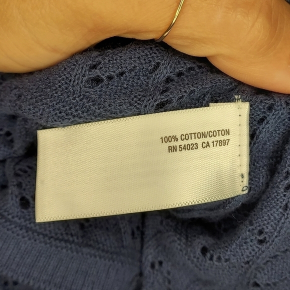 Old Navy crochet open cardigan 3/4 sleeve steel sky blue XS - Picture 5 of 7